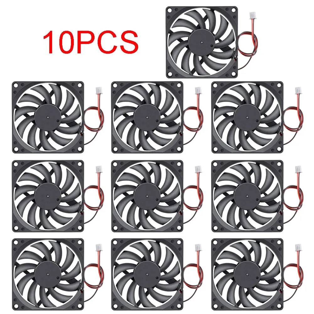 10 sztuk 5V 12V 24V wentylator chłodzący 80mm x 80mm x 10mm 8010 łożysko ślizgowe DC bezszczotkowy wentylator chłodzący do wentylatora chłodzącego kubek komputerowy