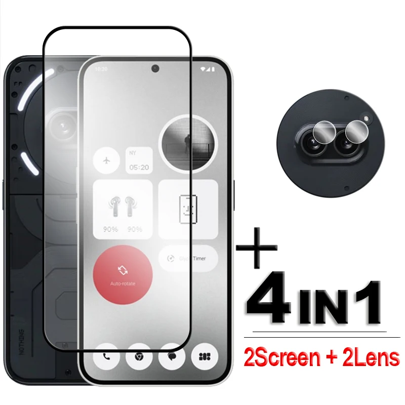 

4in1 For Nothing Phone 2a Glass For Nothing Phone (2a) Tempered Glass 2.5D Full Cover Screen Protector For Nothing Phone 2a Film