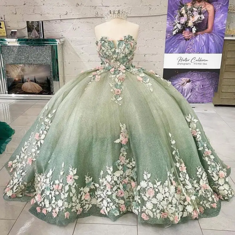 Strapless Coming Of Age Ceremony Sleeveless Colored Gauze Flower Lace Dance Party Fluffy Skirt Hosting Evening Gown Customized