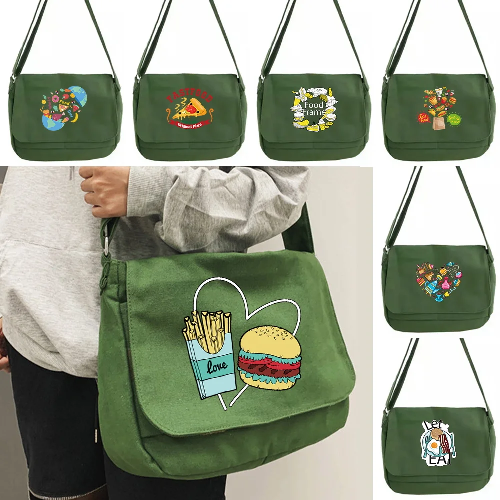 Women's Messenger Bags Hamburg Fries Pattern Print Crossbody Travel Shopping Shoulder Bag Casual Female Large Capacity Handbags