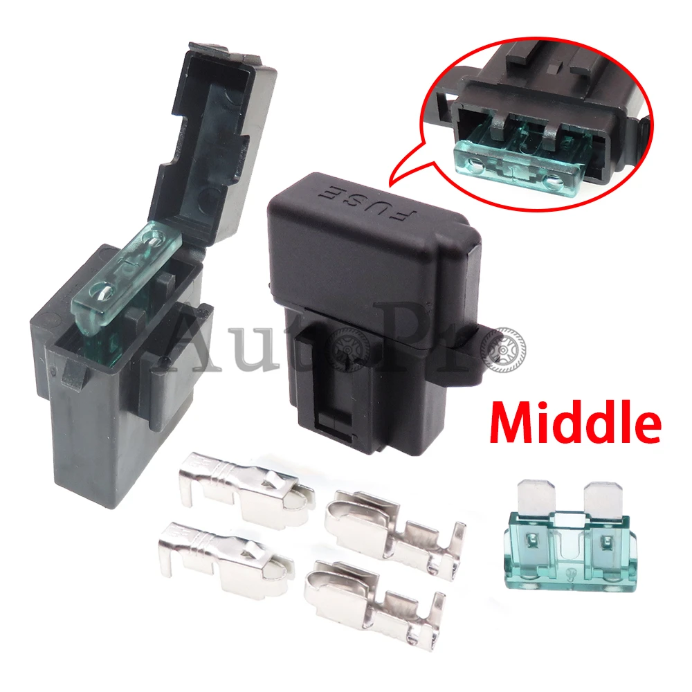 1 Set Standard Fuse Box with Terminals BX2017A/BX2017D Middle Car AC Assembly Blade Type Fuse Holder Medium Auto Insurance Plug