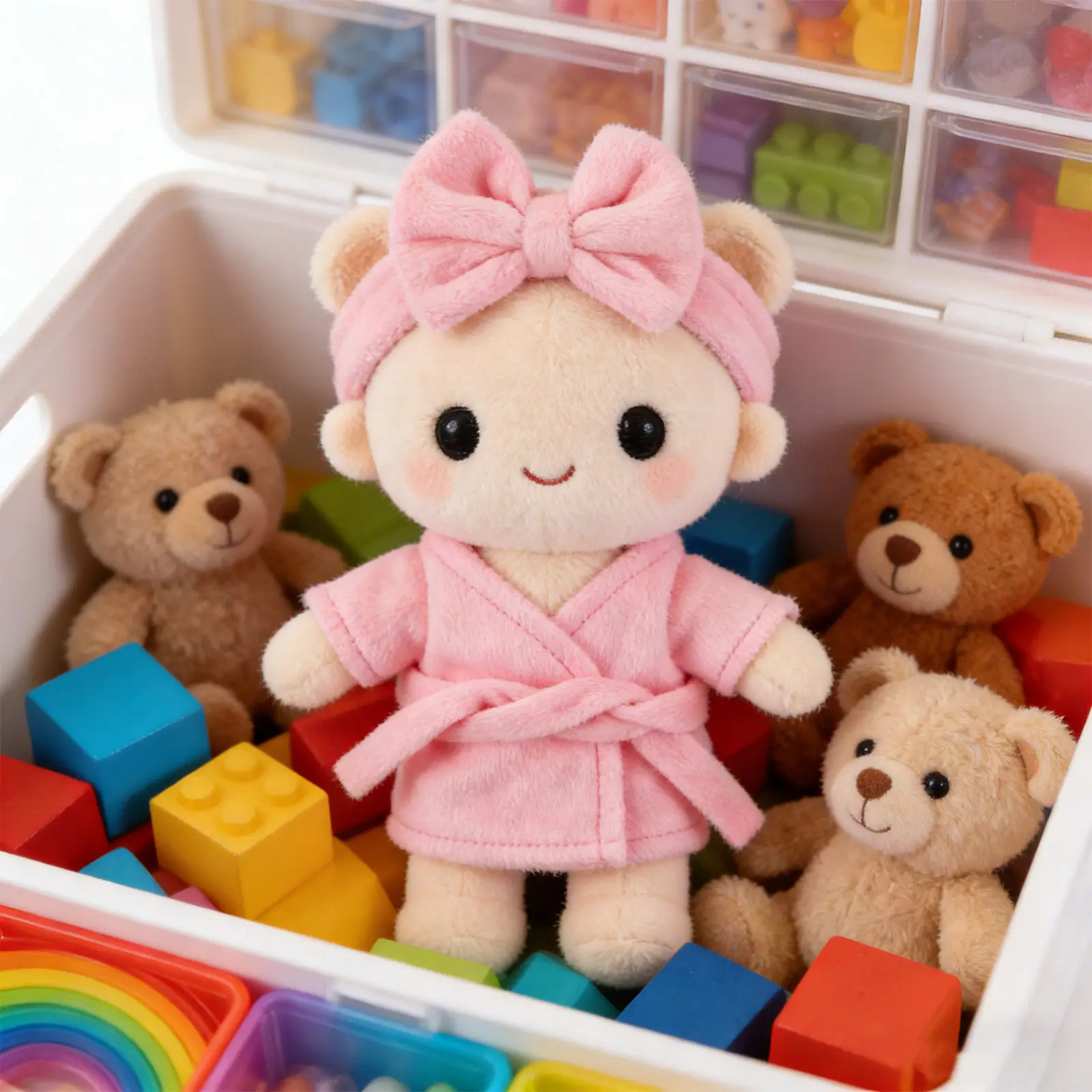 

1Set Stuffed Animal Bathrobe Soft Pink Loungewear Outfit 20Cm Winter Holiday Party Cute Clothes for Girls Pretend Play