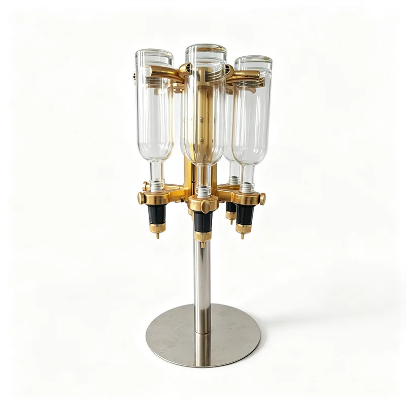 Gold, bulk perfume, six-pump rotary packer, perfume display stand