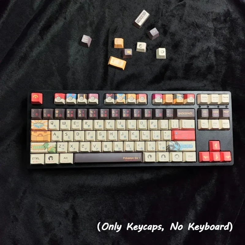 82/130 Keys Pikachu Theme Keycaps Set Mechanical Keyboard PC Accessories PBT Material Cherry Height Heat-sublimation Keycaps