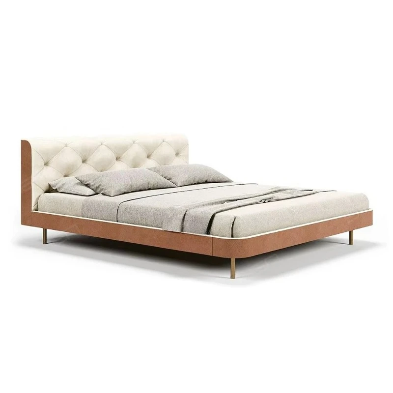 

Hot Sale Luxury Modern Adjustable Comfortable Padded Leather Wood Frame Bedroom Bed
