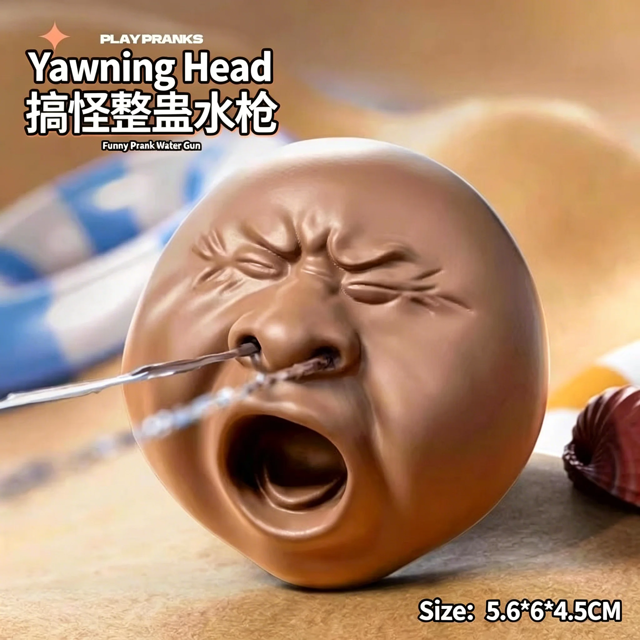 Funny Yawning Face Prank Water Gun Novelty Tea Pet Squirting Toy For Party Joke Game Interactive Stress Relief Trick Gadget