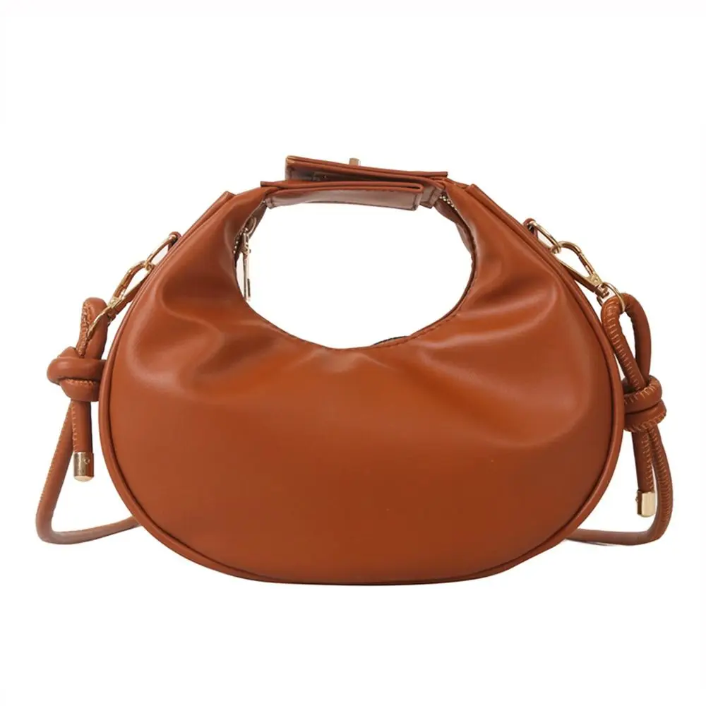 Half Moon Shoulder Bags Simple Solid Color PU Leather Crossbody Bag Small Pouch Women Female