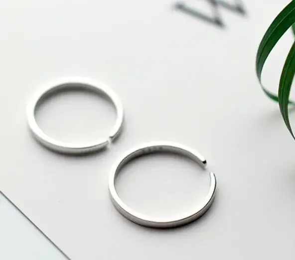 TrustDavis Authentic Minimalist 925 Sterling Silver Fashion Simple Smooth Adjustable Ring For Man&Women Wedding Jewelry DA1090