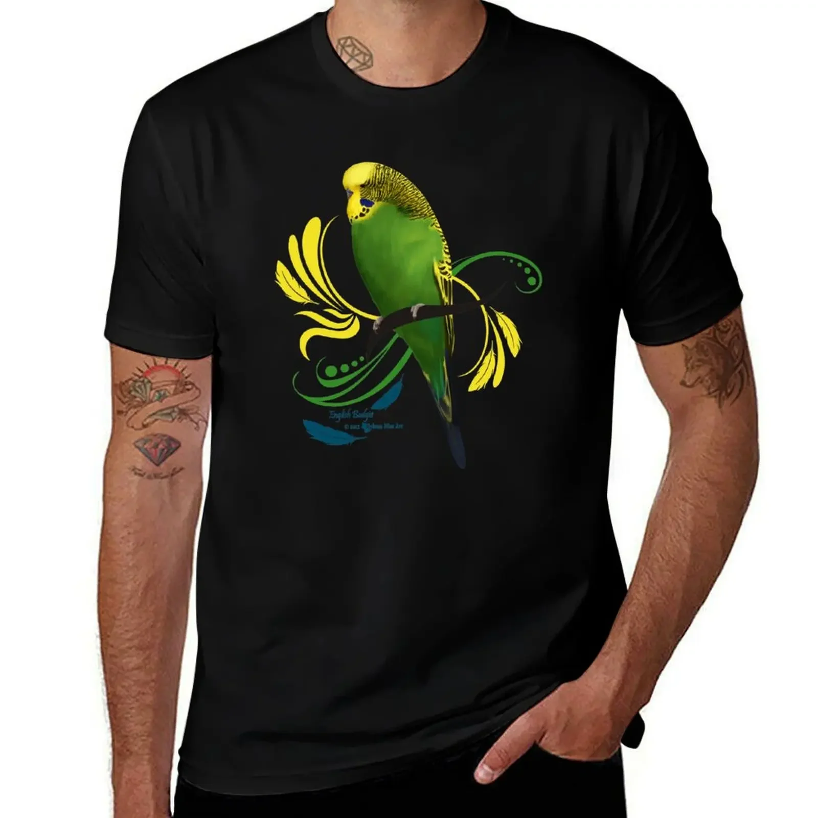 English Budgie T-Shirt plain oversized graphic tee plus sizes tops cotton t shirt men