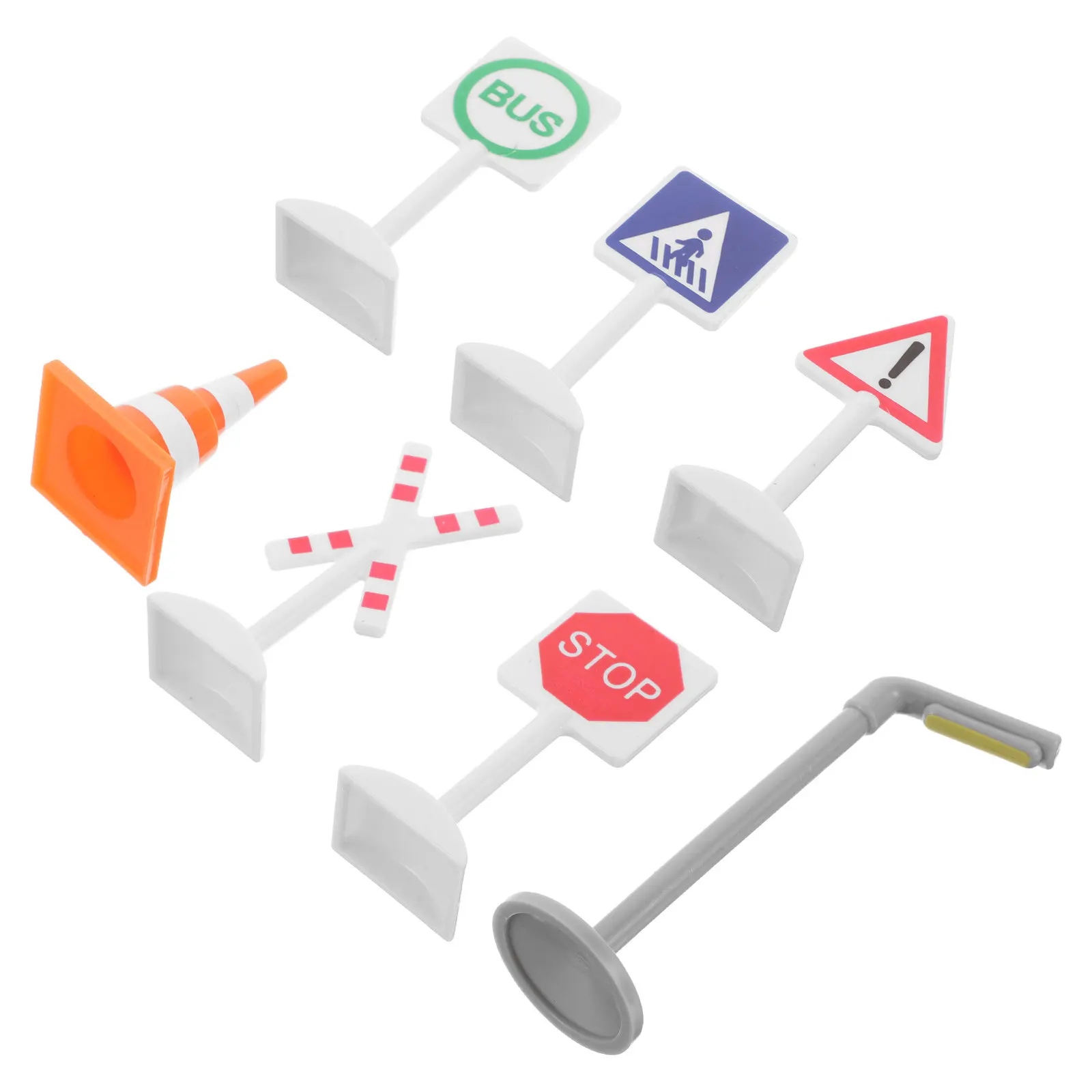 

7Pcs Road Sign Set Creative Play Train Track Accessories Educational Simulation for Kids Traffic