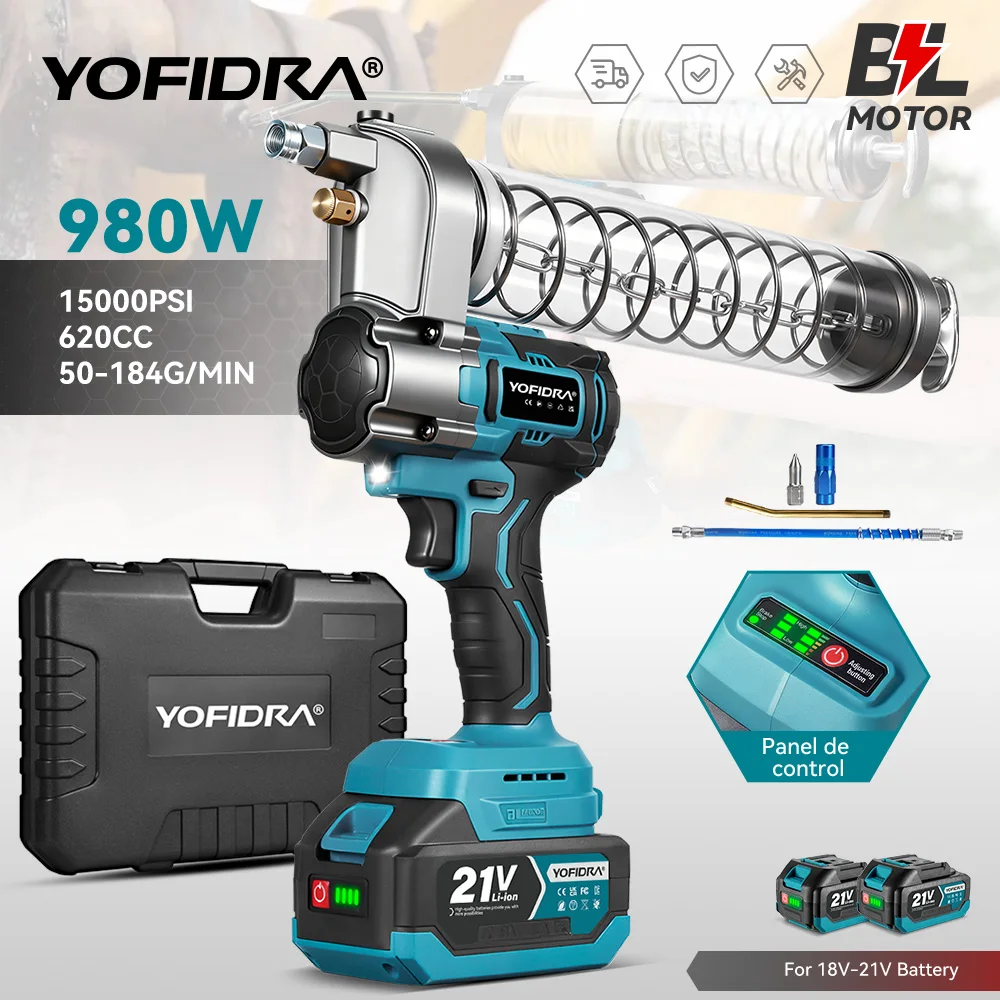 Электрический бесщеточный шприц для смазки YOFIDRA 15000PSI 103Mpa, инжектор масла, машина для нанесения смазки, электроинструмент для аккумуляторов Makita.