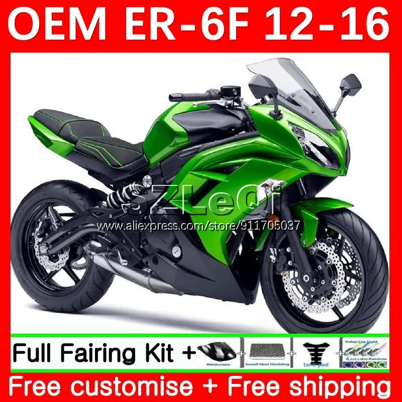 Инжекционный комплект для KAWASAKI NINJA 650R ER6 F ER 6F ER6F 12 13 14 15 16 1No.35 ER-6F 2012 2013 2014 2015 Металлический Зеленый обтекатель