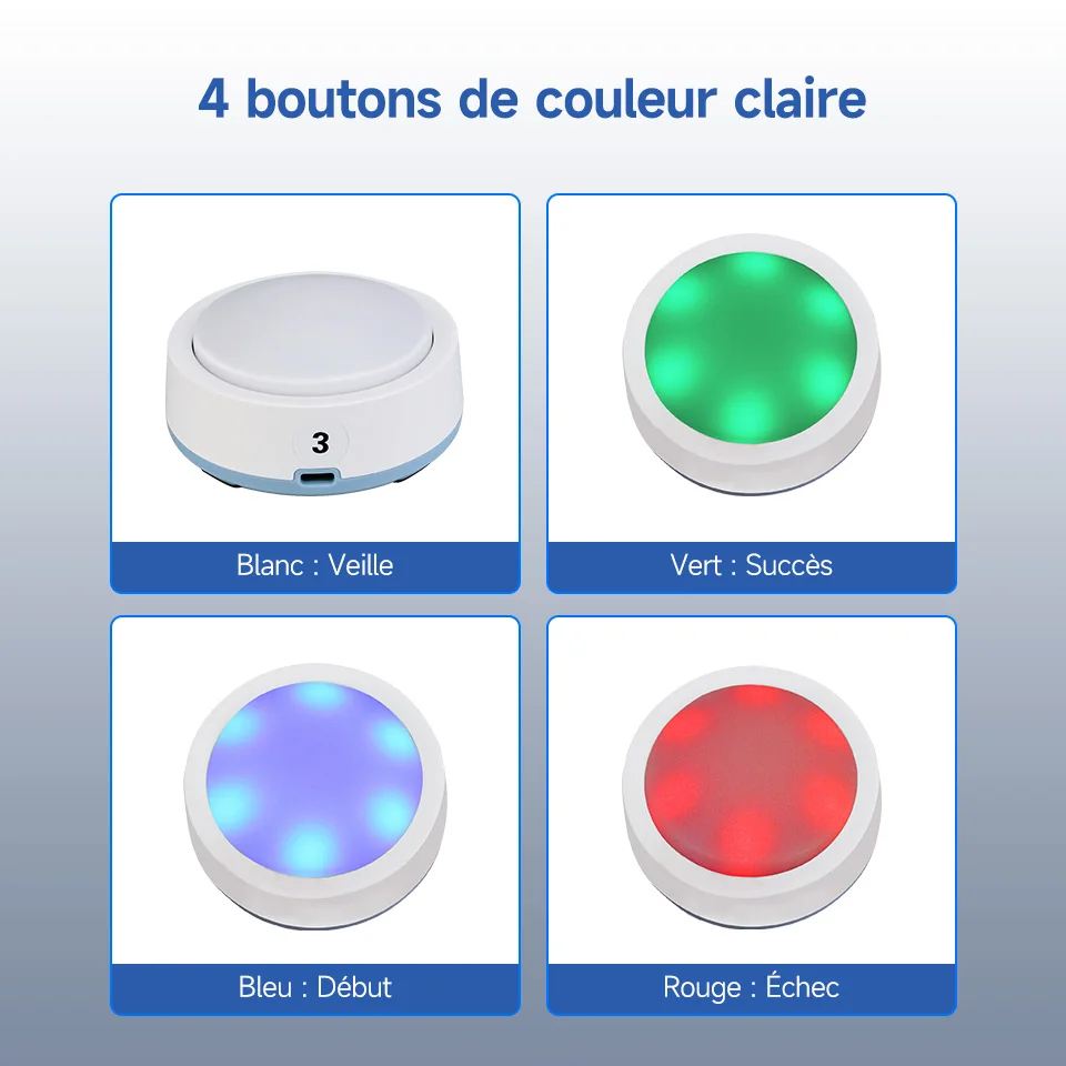Image 4: Retekess TM101 système de buzzer game quizz de  sans fil 3 modes de réponse 4 états de couleur pour Compétition en classe Jeu Jeux en famille