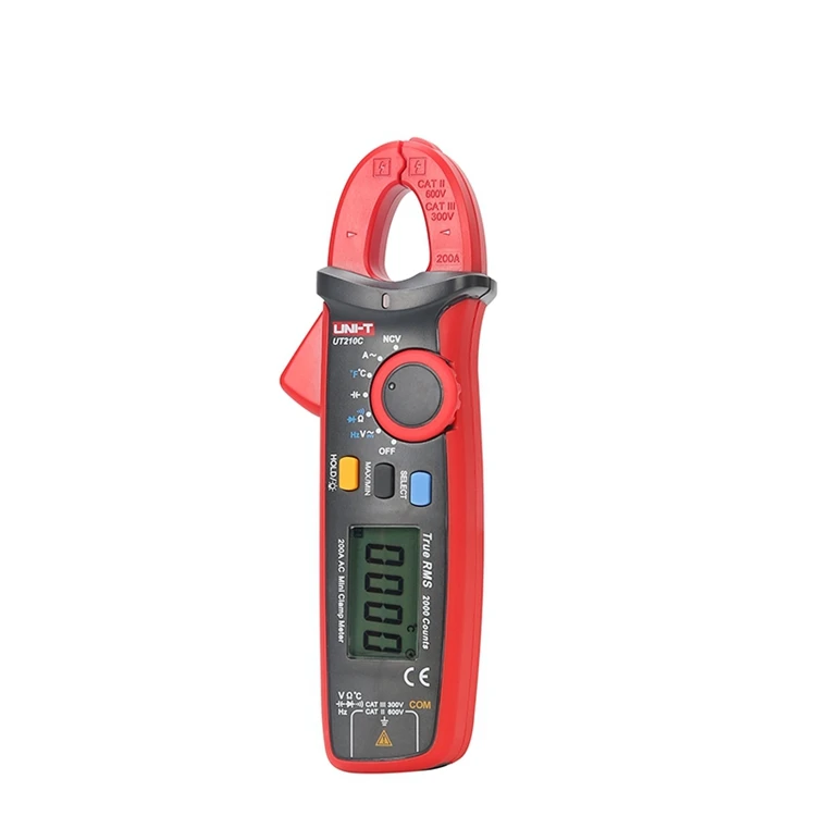 UNI-T UT210C Mini Handheld Clamp Meter True RMS Auto Range Temperature Test Multimeter AC Current Clamp
