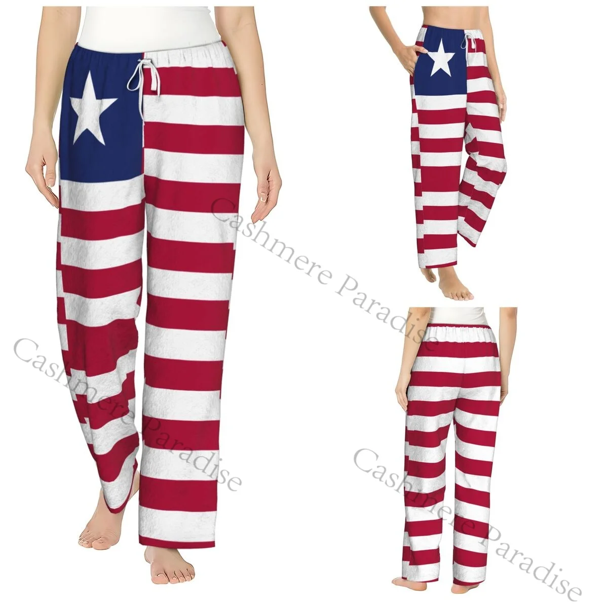 

Liberia Flag Cozy Flannel Pajama Pants for Women Sleep Bottoms Home Loungewear