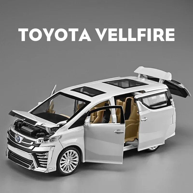 

1:32 Toyota VELLFIRE Alphard MPV, модель автомобиля из сплава, литье под давлением, металлические игрушечные транспортные средства, модель автомобиля, звук и свет, высокая имитация, подарок для детей