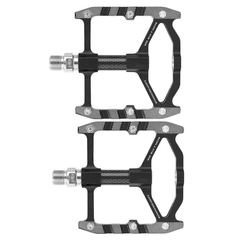 Aluminum Alloy Bike Pedals Black Durable Non-Slip Platform Bearing for Mountain Bikes Shock-Proof Corrosion Resistant