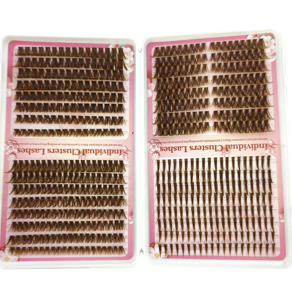 Pestañas por Rizos Marrones HBZGTLAD, 32 Filas, 80/100 Piezas, Naturales, Efecto Espiga 5