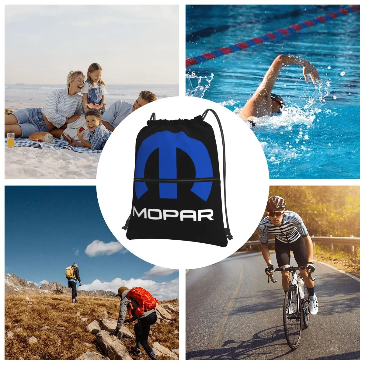 Mopar Merchandise Mochilas portáteis, bolsa de cordão, bolso multifuncional, bolsas de armazenamento para esporte homem e mulher