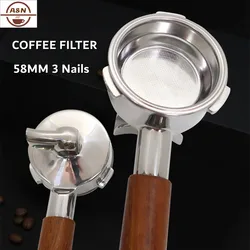 Portafiltro per caffè con beccuccio singolo/doppio da 58 mm con 3 chiodi per Hibrew/Barsetto/Oster/Breville Max VCF-125X/GeviE020DE