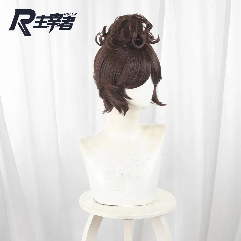 CyAnime لعبة الهوية الخامس إيما وودز البستاني شعر مستعار تأثيري قميص الكستناء لون الشعر هالوين حفلة لعب الأدوار شعر مستعار + غطاء مجاني