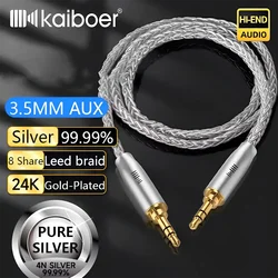 Kaiboer 3,5 mm przewód Aux Pure Silver męski do męskiego Stereofoniczny kabel audio do wzmacniacza Głośnik Słuchawki Smartphone Samochodowy Aux