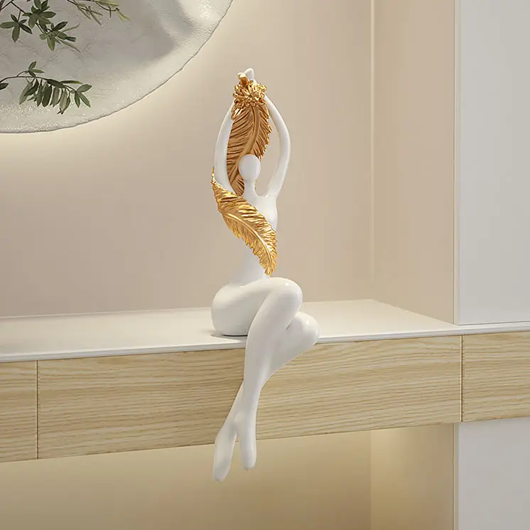 Art hanging foot sitting figure ornament creative partition soft decoration advanced living room TV cabinet decoration