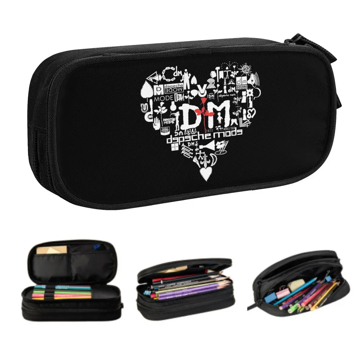 Custom Depeche Cool Mode Electronic Rock Pencil Case for Boys Gilrs Large Storage Pen Box Bag School Supplies