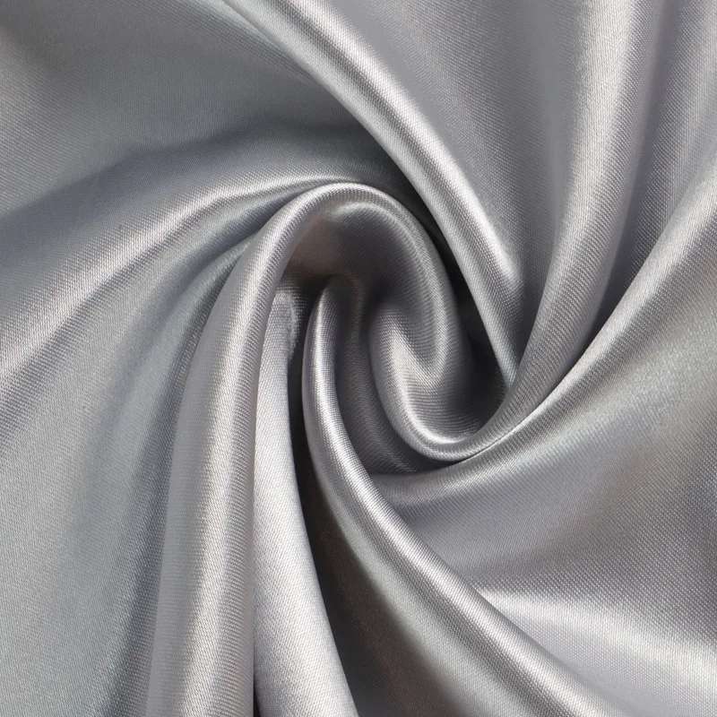 Silver Grey Silky Satin Fabric for Clothing, Background Accessories and Lining Material, By the Meter