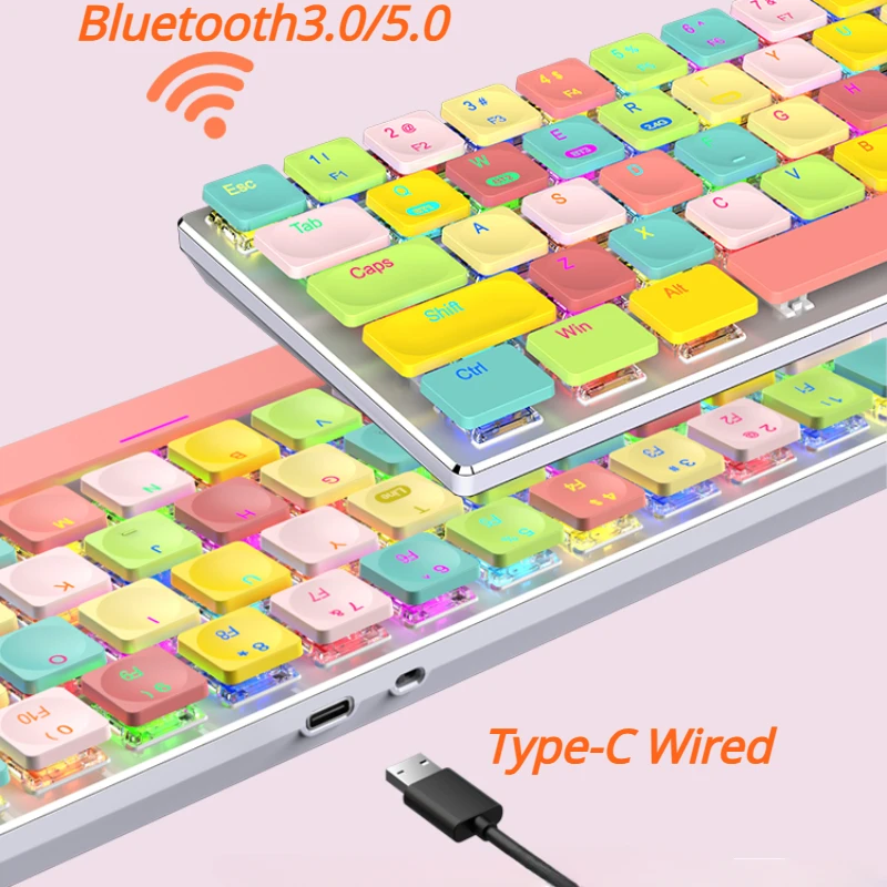 ECHOME Wireless Mechanical Keyboard for Girl RGB Backlight Low Profile Linear Switch Ultra-thin Keyboards for Mac Tablet Ipad