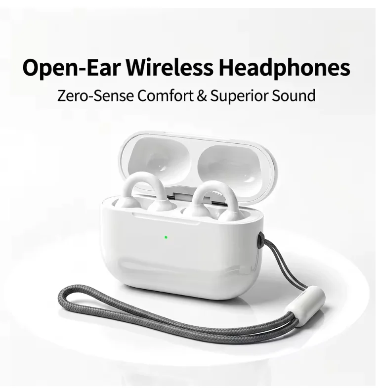 X01-TWS Open Ear Earphones, Bluetooth 5.4 Wireless Earbuds, Comfort Sports Headphones with Digital Display, Compatible with Smar