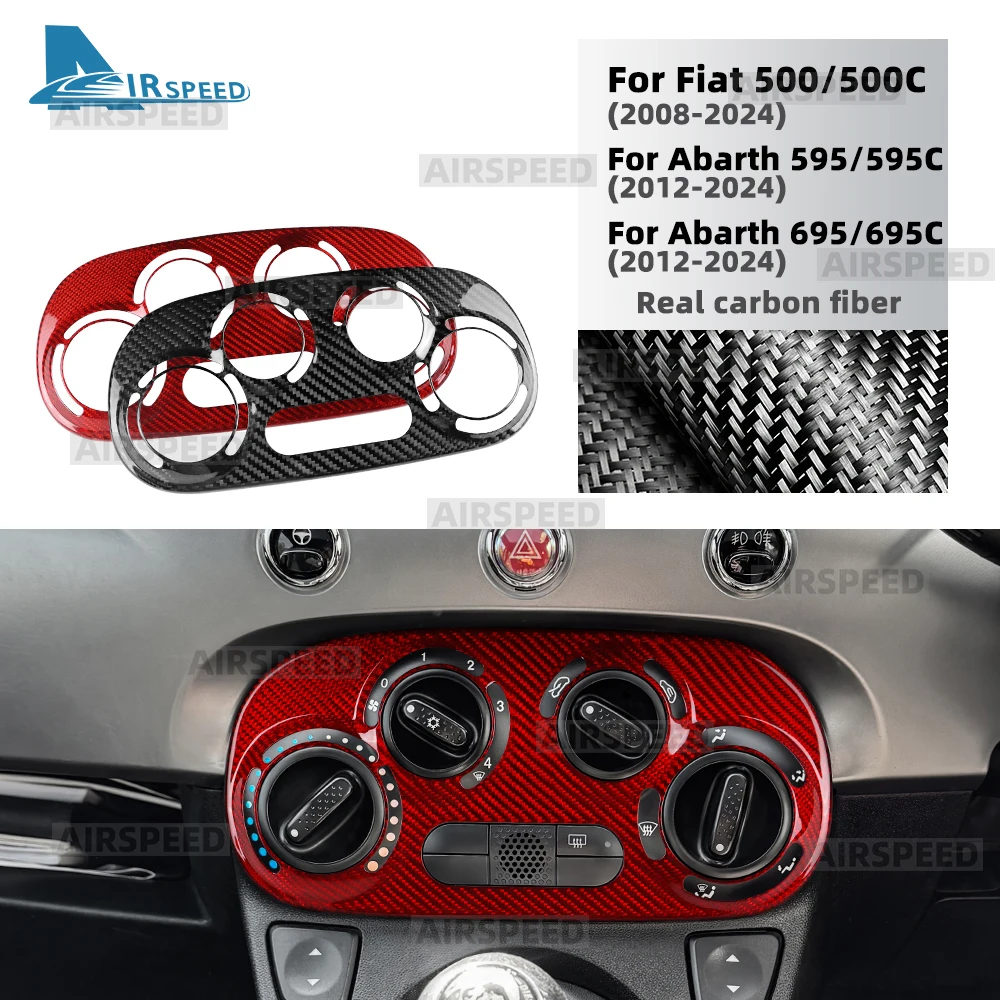 

Real Dry Hard Carbon Fiber Sticker For Abarth 595 695 595C 695C 2012-2024/Fiat 500 2008-2024 LHD RHD Car Manual Climate Frame