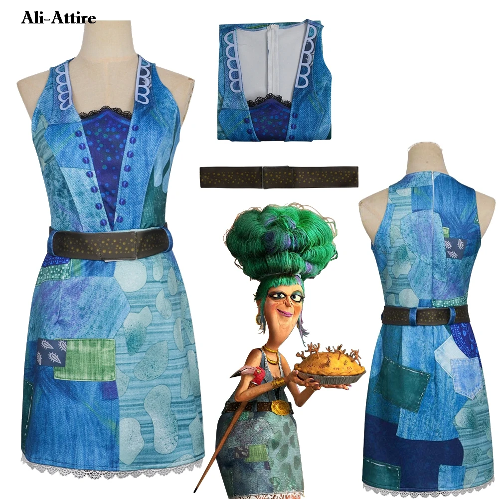 

2025 Cartoon Twits Cosplay Mrs Twit Blue Dress Clothes Women Halloween Carnival Party Disguise Halloween Carnival Outfit Suits