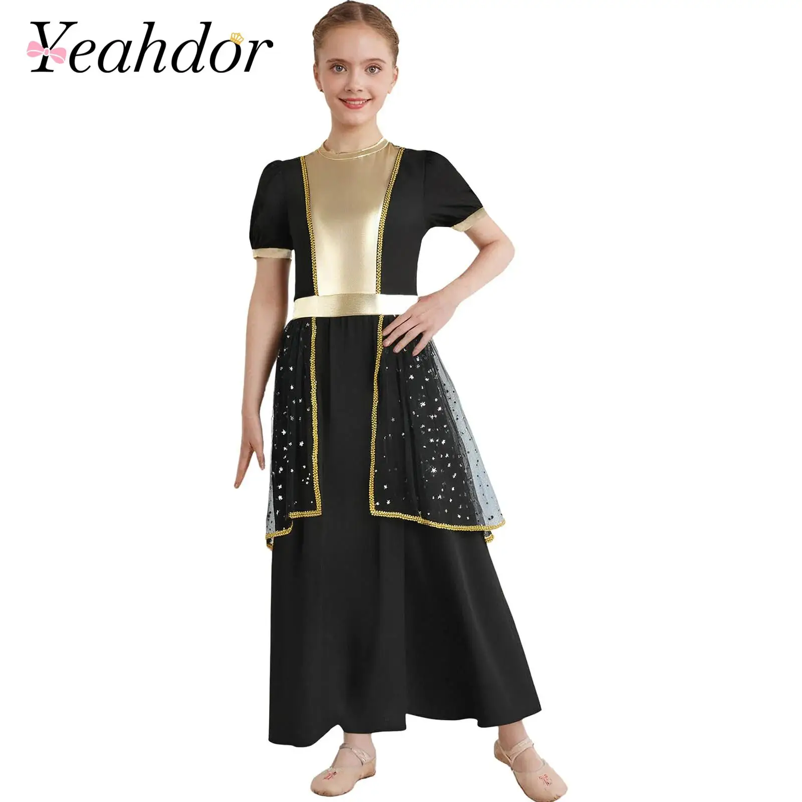 

Kids Girls Metallic Fancy Dress Angel Costume Children Tulle Dress for Halloween Theme Party Nativity Play Carnival Role Play