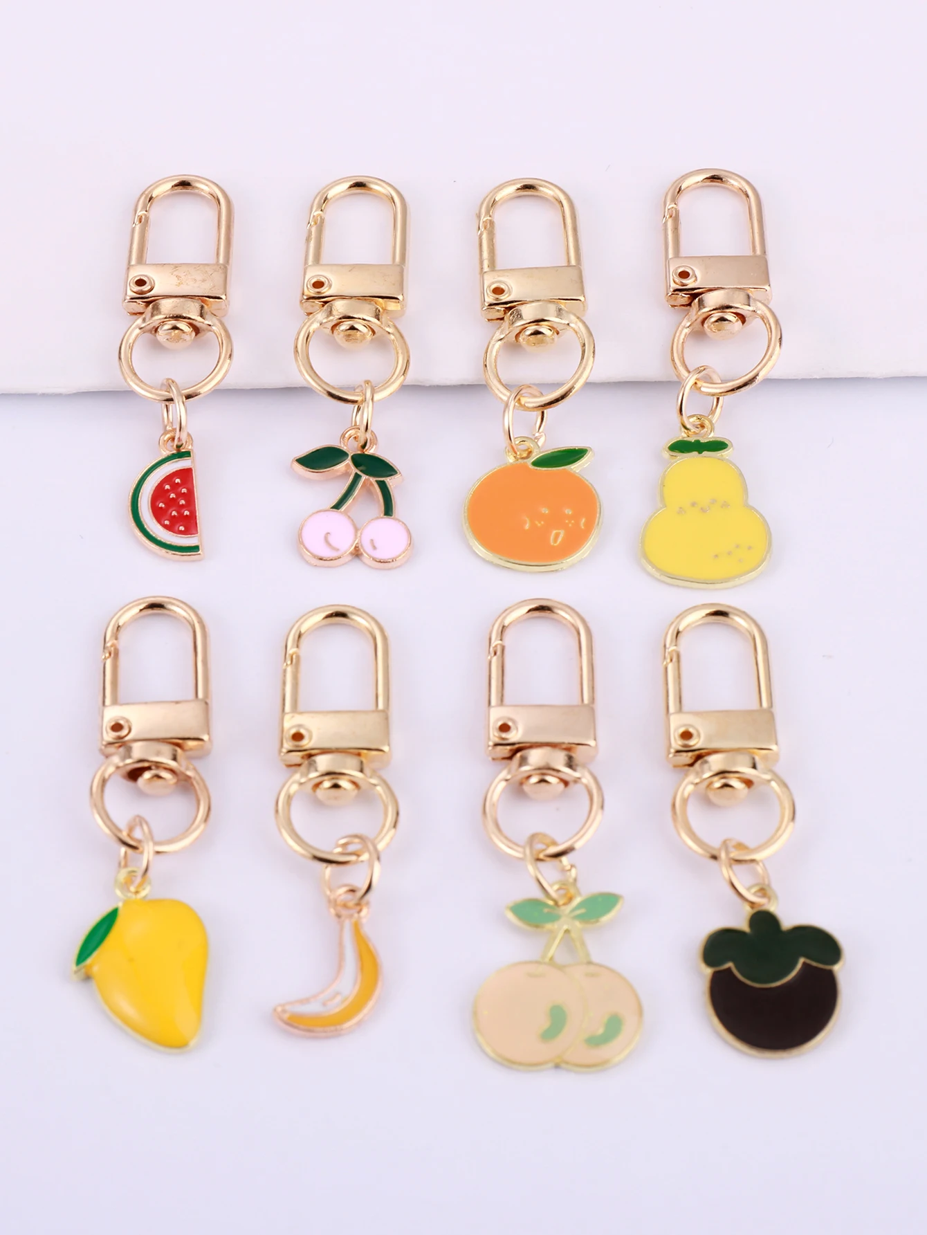 8pcs Cartoon Cute Alloy Fruits Watermelon Keychain Party Favors Goodie Bags Gifts For Summer Birthday Party Keyring