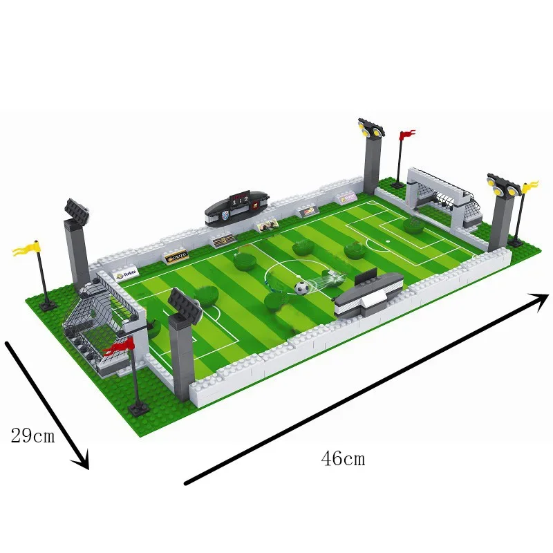 Soccer Stadium Basketball Court Building Block,Football Basketball Sports Board Game Block with Player Figure DIY Building Brick