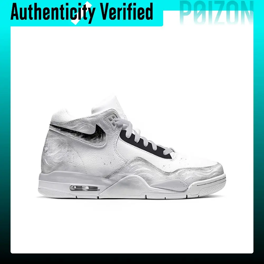 Nike Flight Legacy Plain Cloud Pattern Abrasion Resistant Slip Resistant Mid top Vintage Basketball Shoes Unisex