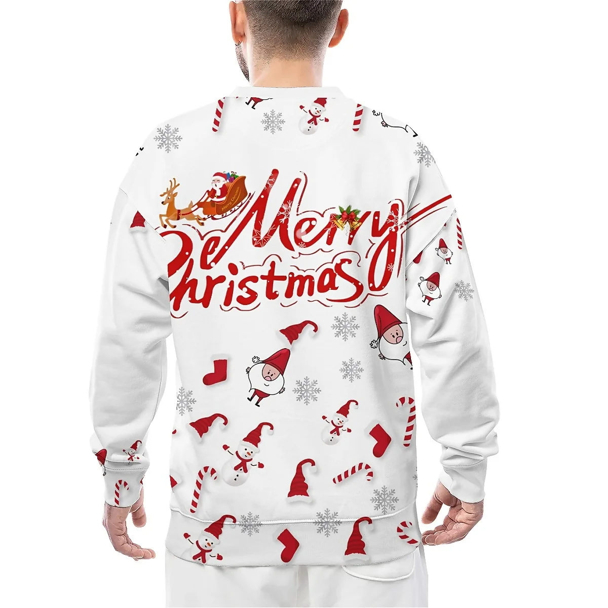 LIASOSO Festive Atmosphere Christmas Long Sleeve Sweatshirt Retro Modern Style 3D Creative Pattern Color Block Design Unisex