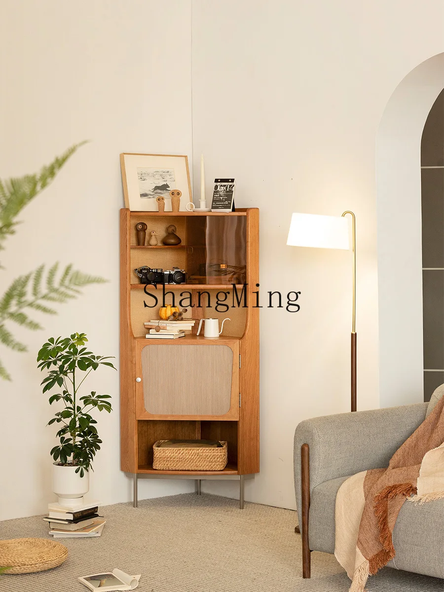 

CL retro solid wood corner rack floor corner cabinet corner triangle cabinet