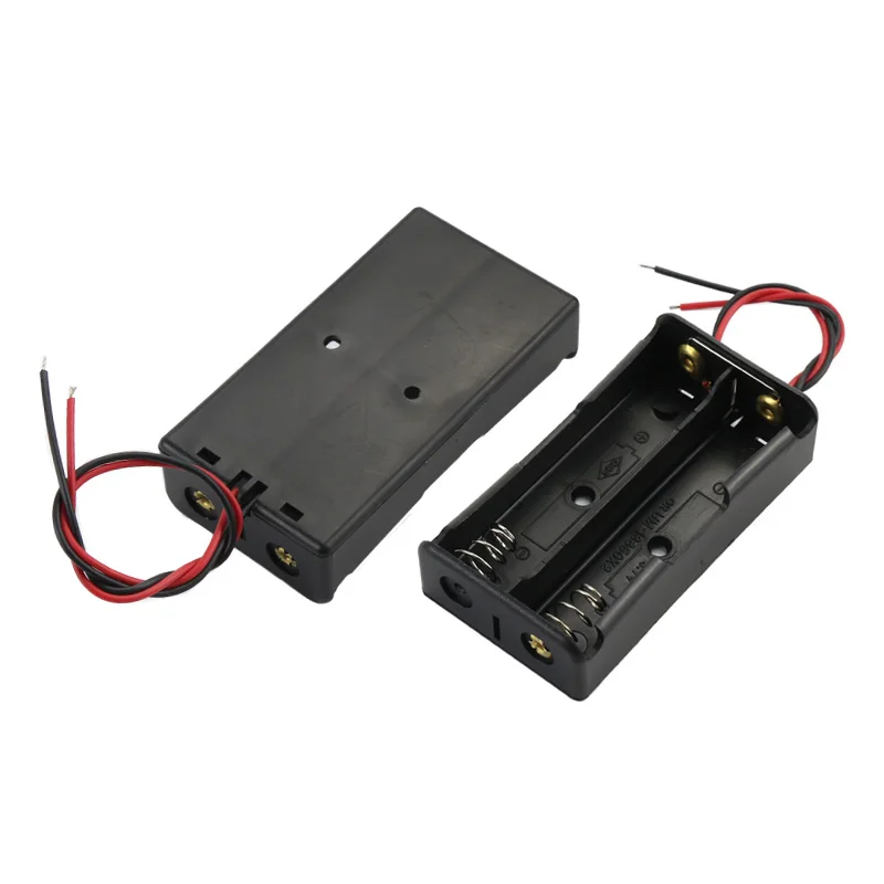 1PCS 2-bit 18650 Battery Box With Line Parallel 2x3.7V Lithium Battery Storage Box Plastic Bin Charging Base