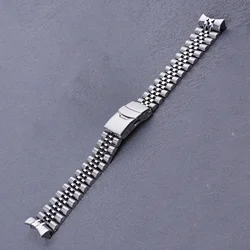 Carlywet 22mm Solid CurvedEnd Stainless Steel Silver Jubilee WatchBand Strap Luxury Bracelets For Seiko 5 GMT SSK001-5/SBSC001-3