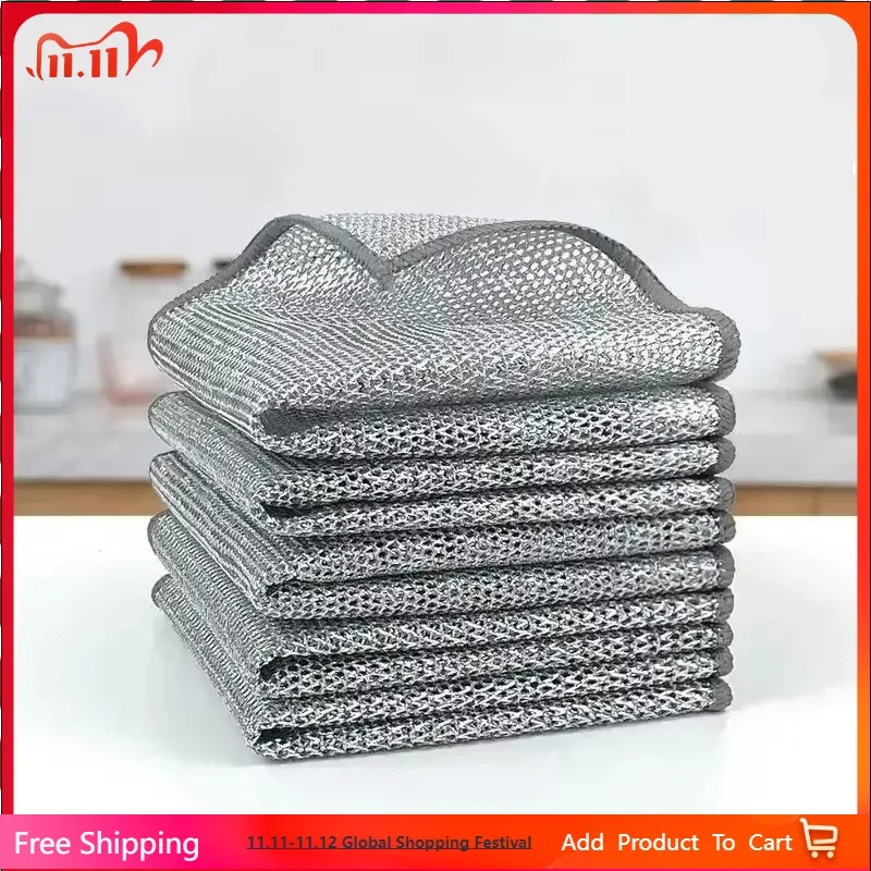 

Lot of Multipurpose Wire Cleaning Cloths Kitchen Dishwashing Cloths New Pan Pot Dishes Rags Wet & Dry Non-stick Oil Dish Cloths