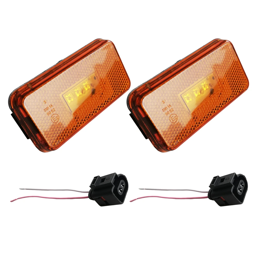 2Pcs Side Marker Light For Scania G P R Truck 24V LED Side Position Light With 2Pin Connector