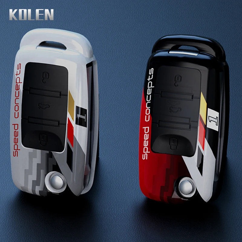 PC Car Flip Key Case Cover Shell For Volkswagen VW Polo Golf Passat Beetle Caddy Tiguan For Skoda Octavia Kodiaq Seat Leon Altea