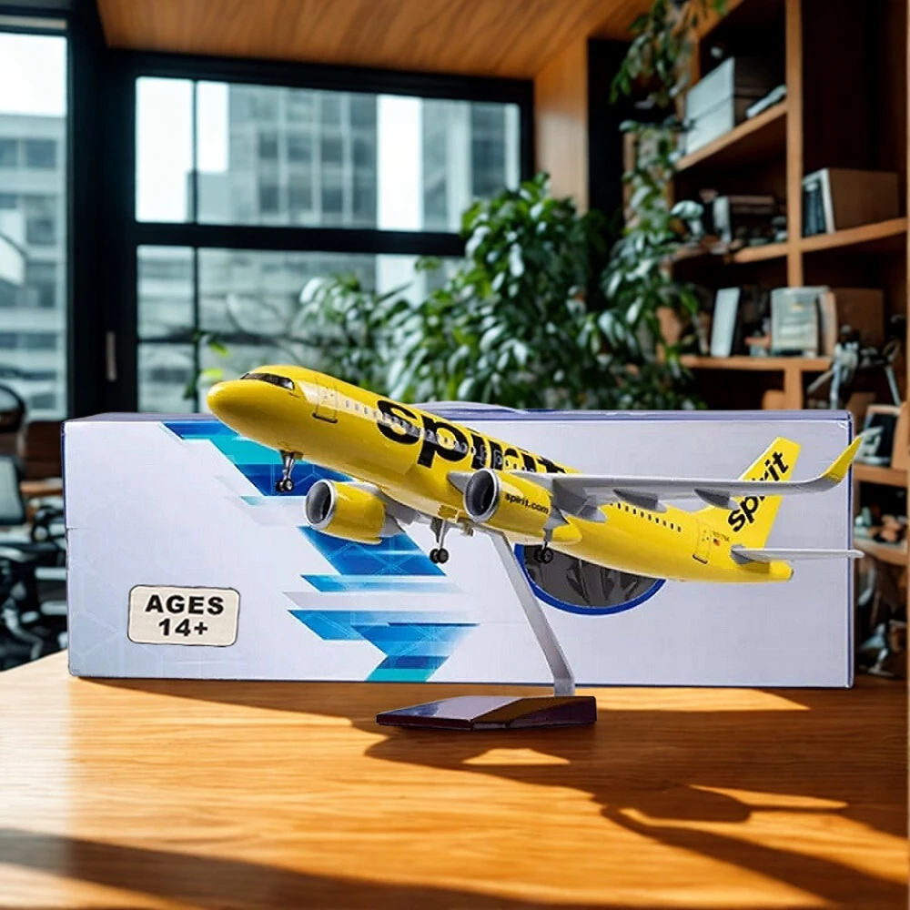 

Scale 47CM A320 NEO Spirit Airways Aircraft Model Airlines Model Plane Light Wheel Airplane diecast Resin boys toys Collectio