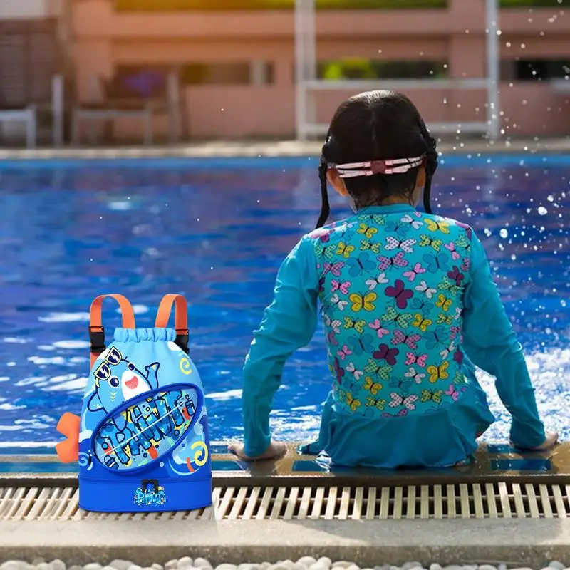 Tas renang untuk anak-anak portabel pantai berenang tas olahraga tahan air kering basah tas pemisah untuk berenang dengan kompartemen sepatu