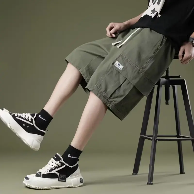 Japanese big pocket cargo shorts boys summer fashion brand retro casual casual sports pants