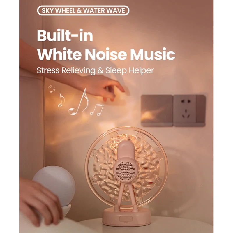 Ferris Wheel Wave Lamp Speaker With White Noise Music,360° Surround Sound Hi-Fi Bluetooth Speaker