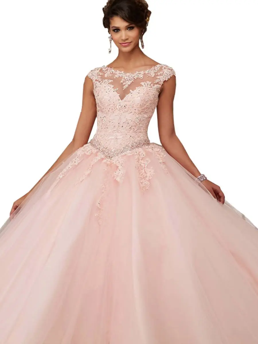 Organza Kant Kralen Applique Baljurk Coral Cinderella Quinceanera Jurken Customade Sweet 15 Jurken Vestidos De Quinceanera