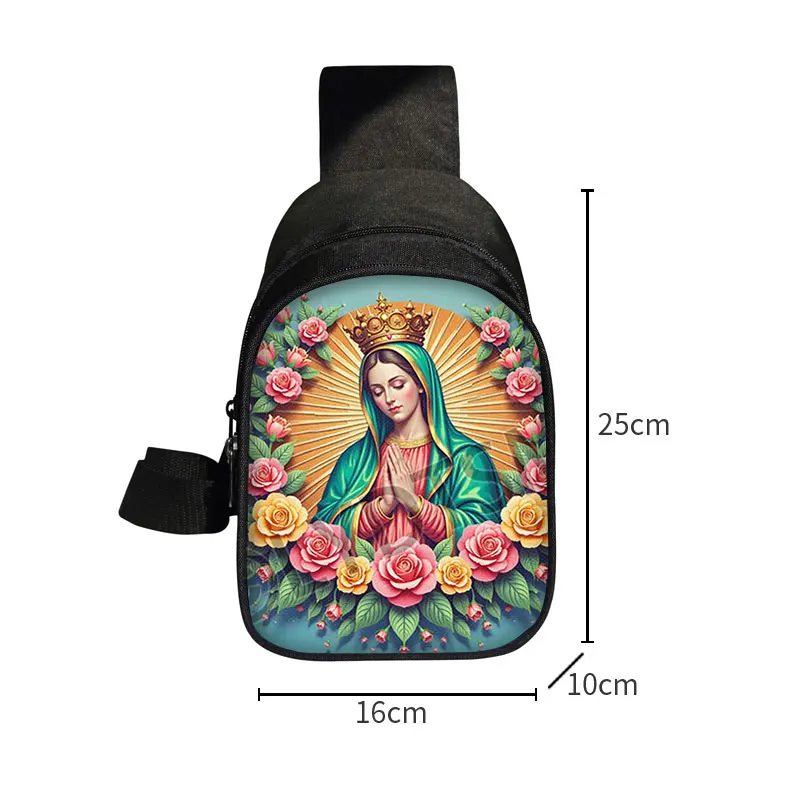 Borsa da petto con stampa Holy Virgin Mary Lady of Guadalupe Borse a tracolla da donna per borse a tracolla da viaggio Maria Porta cellulare chiave